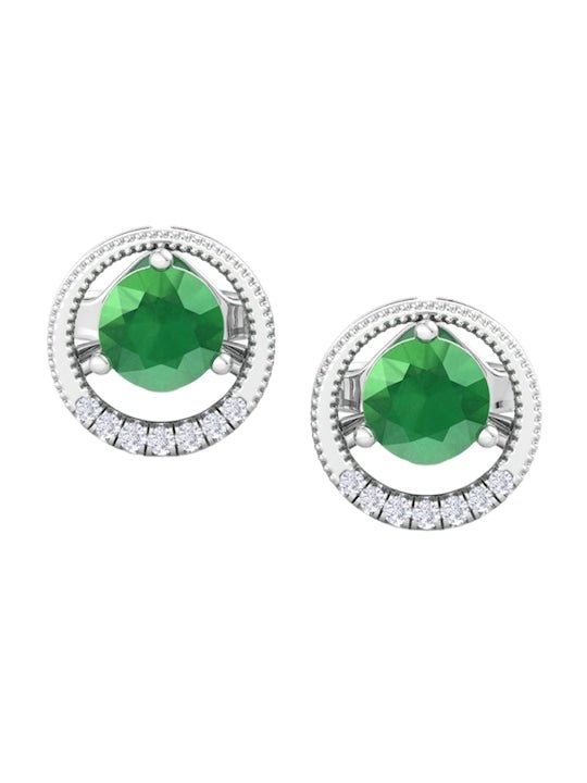 925 Sterling Silver Circular Cubic Zirconia Studs Earrings - Inddus Jewelry