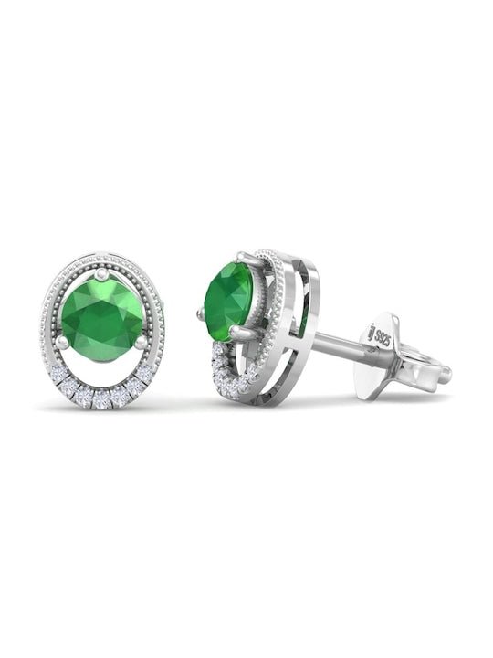 925 Sterling Silver Circular Cubic Zirconia Studs Earrings - Inddus Jewelry