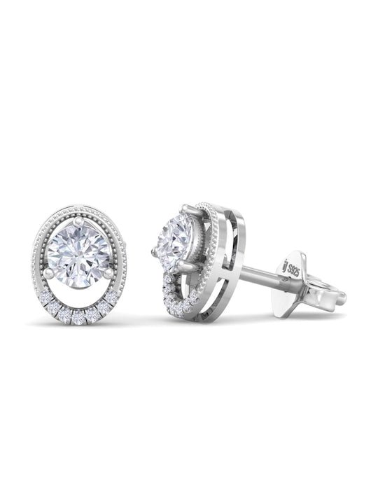 925 Sterling Silver Circular Cubic Zirconia Studs Earrings - Inddus Jewelry