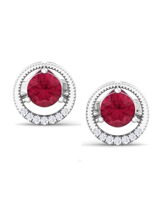 925 Sterling Silver Circular Cubic Zirconia Studs Earrings - Inddus Jewelry