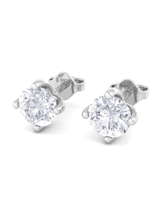 925 Sterling Silver Circular Cubic Zirconia Studs Earrings - Inddus Jewelry