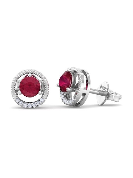 925 Sterling Silver Circular Cubic Zirconia Studs Earrings - Inddus Jewelry