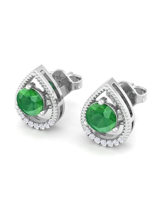 925 Sterling Silver Circular Cubic Zirconia Studs Earrings - Inddus Jewelry