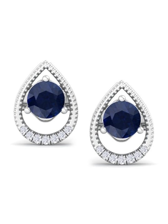 925 Sterling Silver Circular Cubic Zirconia Studs Earrings - Inddus Jewelry