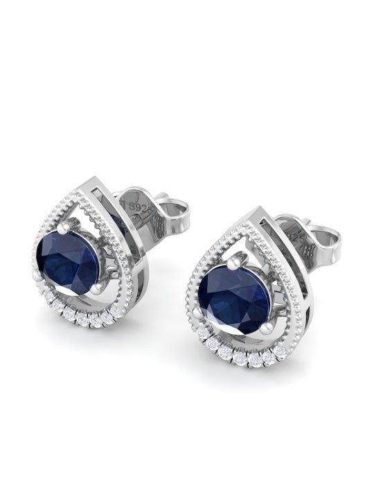 925 Sterling Silver Circular Cubic Zirconia Studs Earrings - Inddus Jewelry