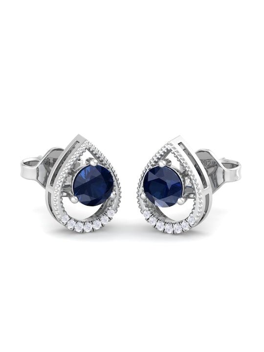 925 Sterling Silver Circular Cubic Zirconia Studs Earrings - Inddus Jewelry