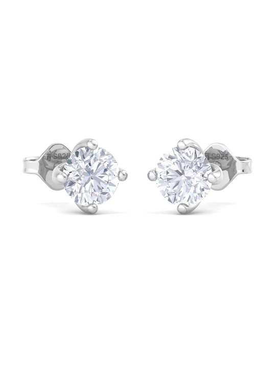 925 Sterling Silver Circular Cubic Zirconia Studs Earrings - Inddus Jewelry