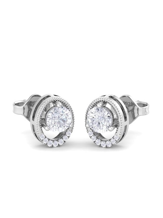 925 Sterling Silver Circular Cubic Zirconia Studs Earrings - Inddus Jewelry