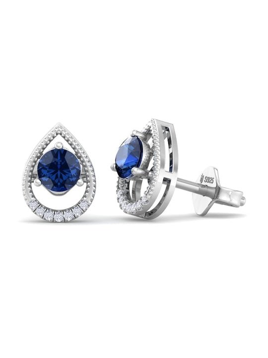 925 Sterling Silver Circular Cubic Zirconia Studs Earrings - Inddus Jewelry