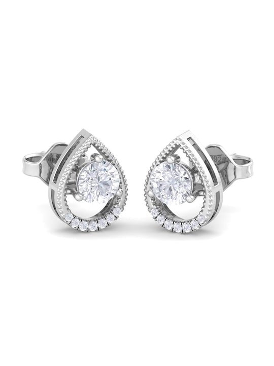 925 Sterling Silver Circular Cubic Zirconia Studs Earrings - Inddus Jewelry