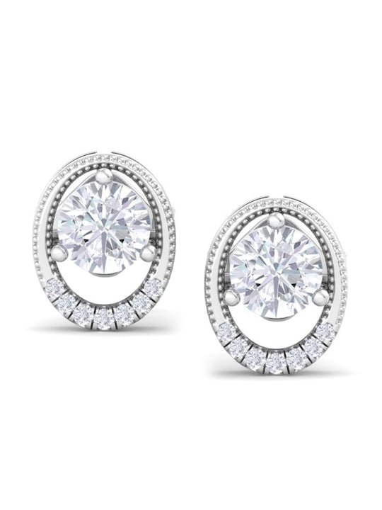 925 Sterling Silver Circular Cubic Zirconia Studs Earrings - Inddus Jewelry