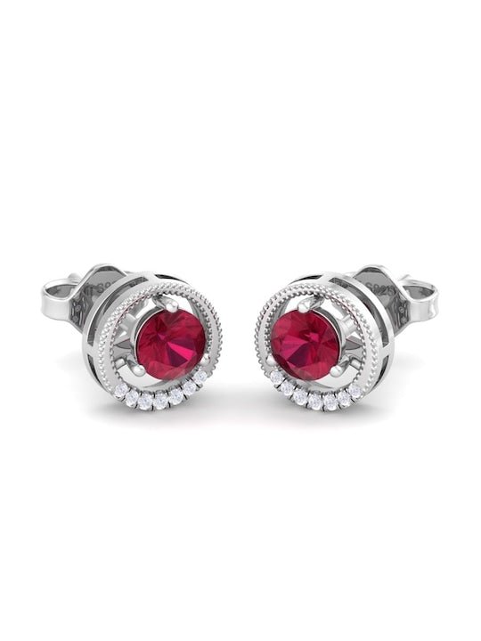 925 Sterling Silver Circular Cubic Zirconia Studs Earrings - Inddus Jewelry