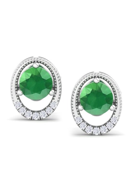 925 Sterling Silver Circular Cubic Zirconia Studs Earrings - Inddus Jewelry