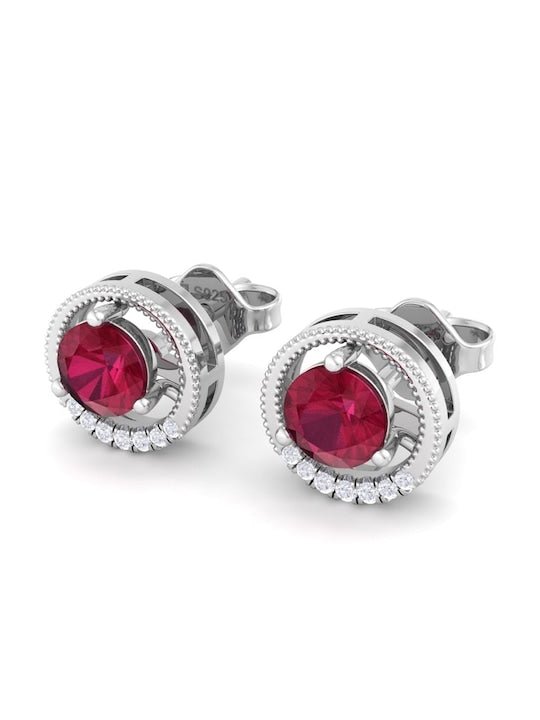 925 Sterling Silver Circular Cubic Zirconia Studs Earrings - Inddus Jewelry