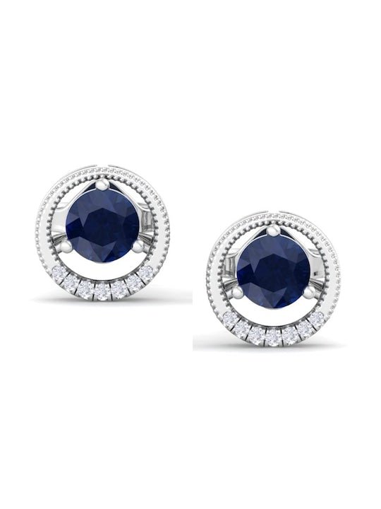 925 Sterling Silver Circular Cubic Zirconia Studs Earrings - Inddus Jewelry