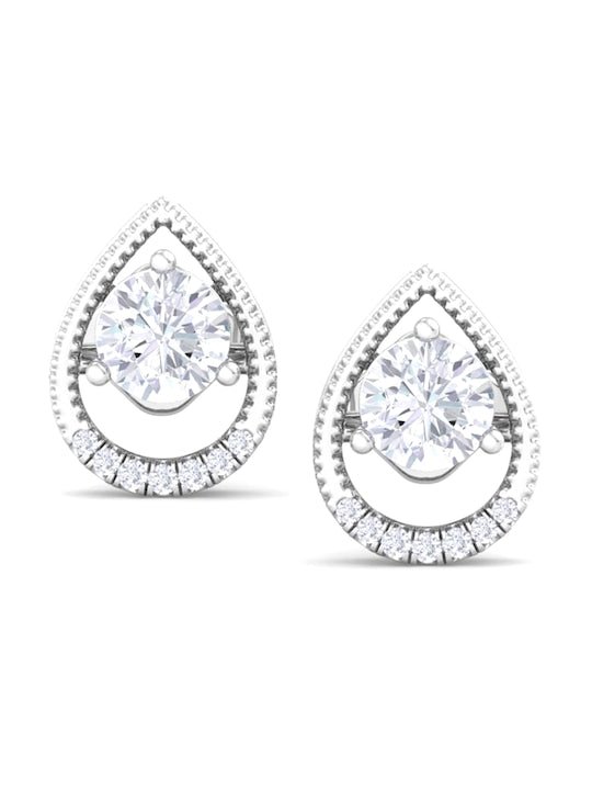 925 Sterling Silver Circular Cubic Zirconia Studs Earrings - Inddus Jewelry