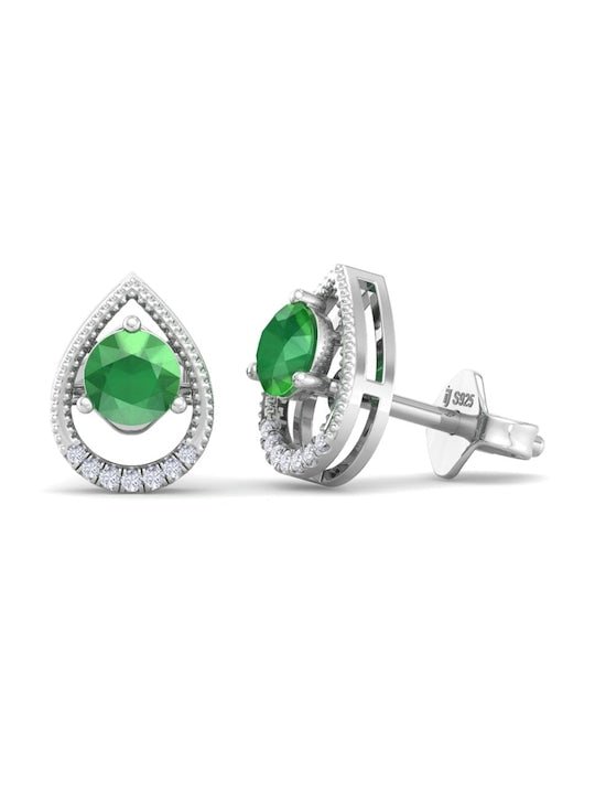 925 Sterling Silver Circular Cubic Zirconia Studs Earrings - Inddus Jewelry