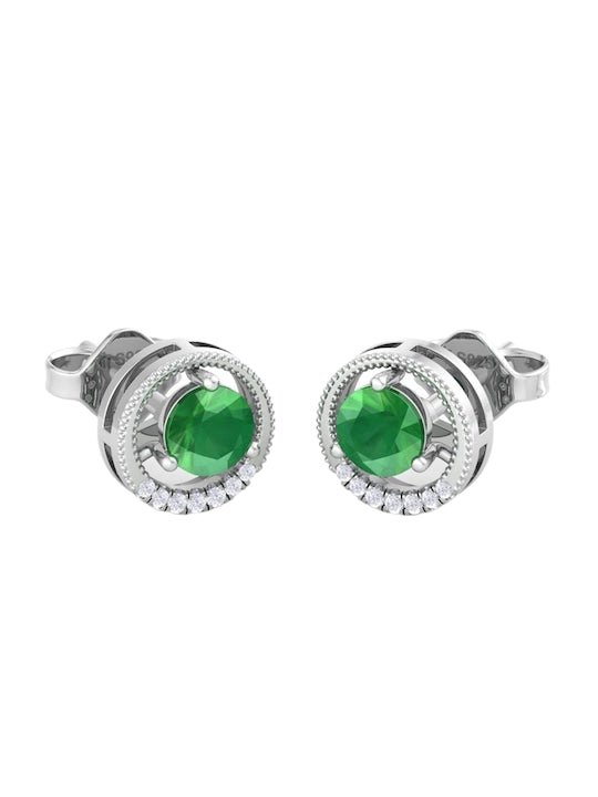 925 Sterling Silver Circular Cubic Zirconia Studs Earrings - Inddus Jewelry