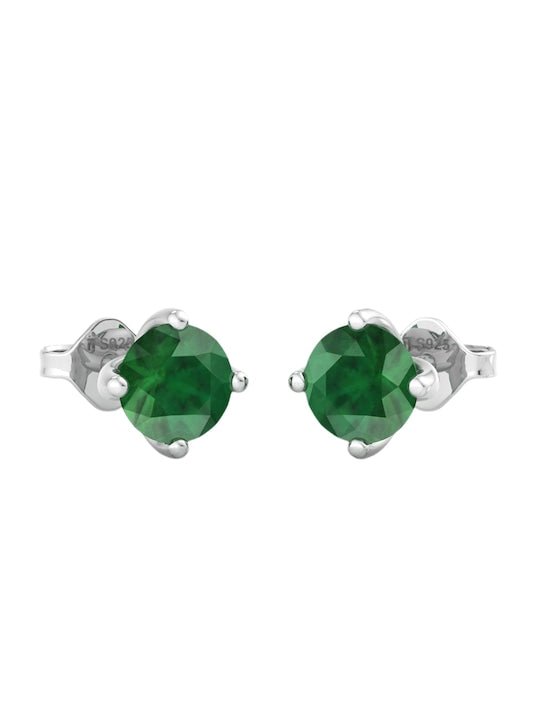 925 Sterling Silver Circular Cubic Zirconia Studs Earrings - Inddus Jewelry