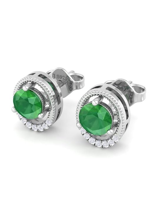 925 Sterling Silver Circular Cubic Zirconia Studs Earrings - Inddus Jewelry