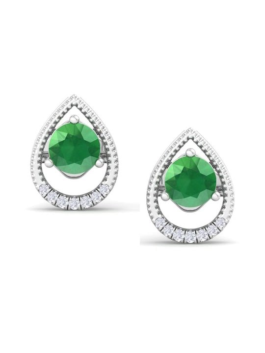 925 Sterling Silver Circular Cubic Zirconia Studs Earrings - Inddus Jewelry