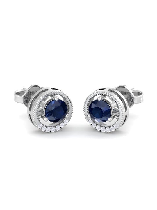 925 Sterling Silver Circular Cubic Zirconia Studs Earrings - Inddus Jewelry