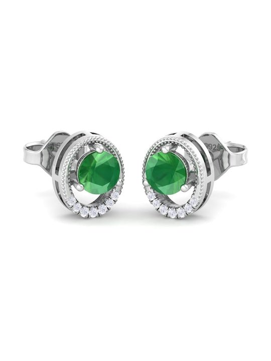 925 Sterling Silver Circular Cubic Zirconia Studs Earrings - Inddus Jewelry