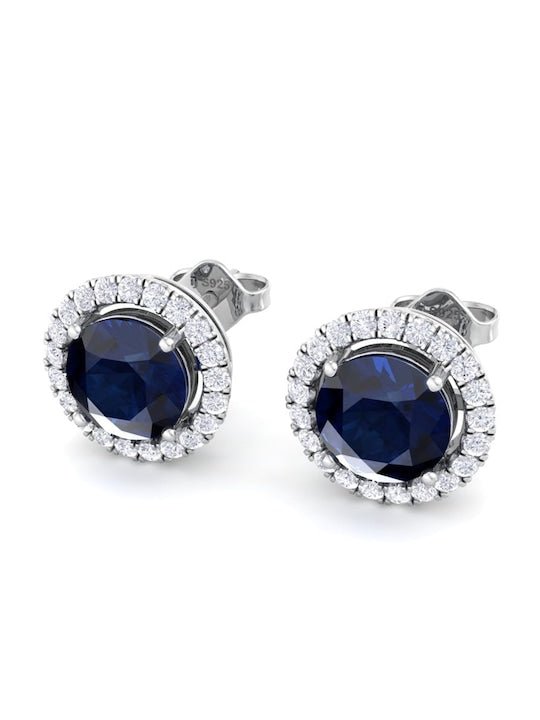 925 Sterling Silver Circular Rhodium-Plated Studs Earrings - Inddus Jewelry