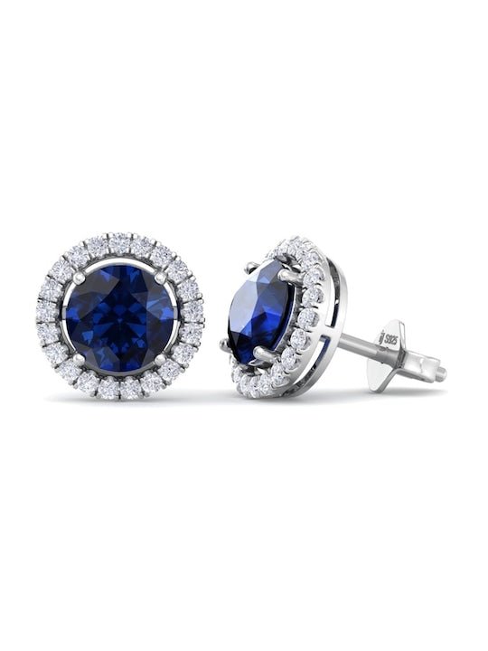 925 Sterling Silver Circular Rhodium-Plated Studs Earrings - Inddus Jewelry