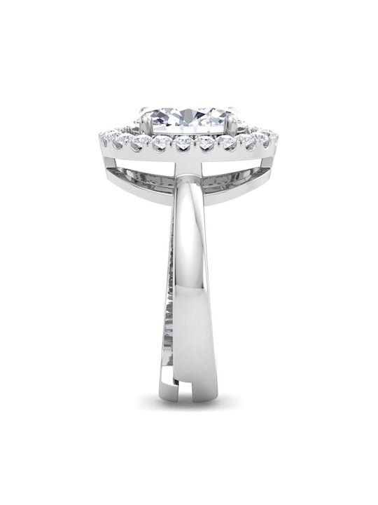 925 Sterling Silver CZ Studded Adjustable Finger Ring - Inddus Jewelry