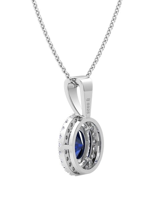 925 Sterling Silver CZ-Studded Pendant With Chain - Inddus Jewelry