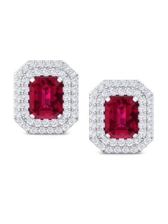 925 Sterling Silver Geometric Cubic Zirconia Studs Earrings - Inddus Jewelry