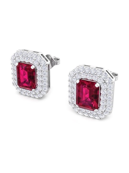 925 Sterling Silver Geometric Cubic Zirconia Studs Earrings - Inddus Jewelry