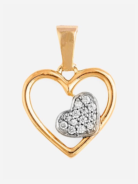 925 Sterling Silver Gold-plated CZ-studded Heart Shaped Pendant - Inddus Jewelry