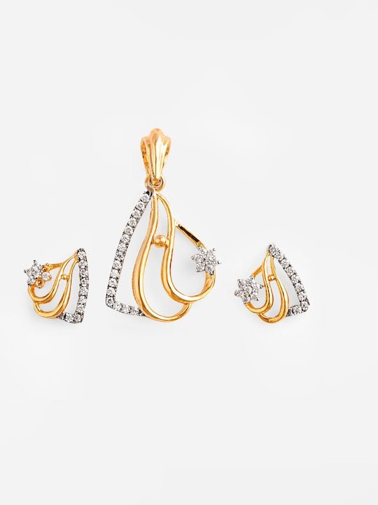 925 Sterling Silver Gold-plated CZ-studded Jewellery Set - Inddus Jewelry