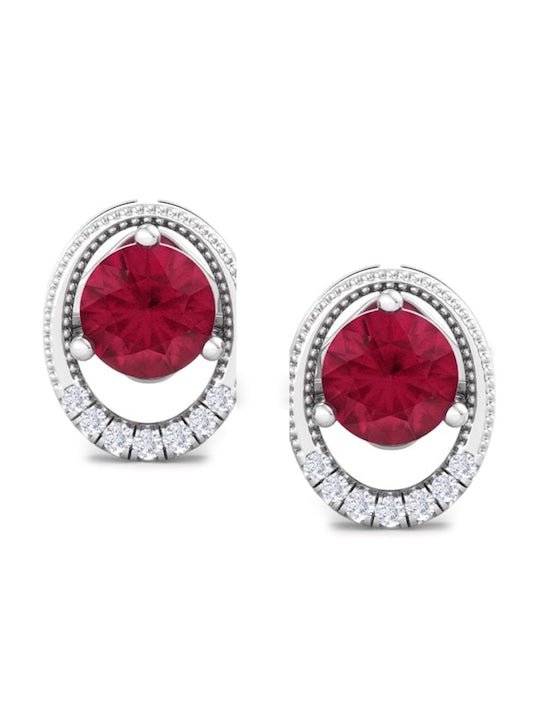 925 Sterling Silver Rhodium-Plated Circular Studs Earrings - Inddus Jewelry