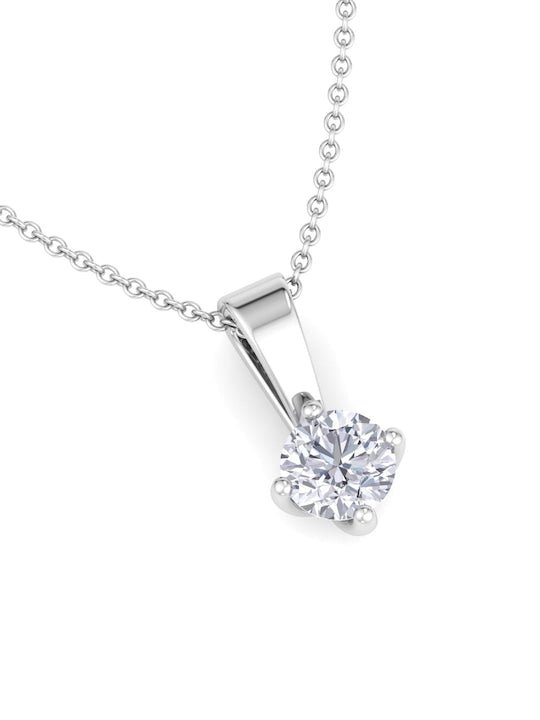 925 Sterling Silver Rhodium-Plated CZ Diamond Shaped Pendant With Chain - Inddus Jewelry