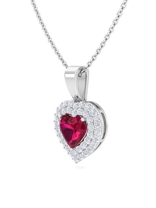 925 Sterling Silver Rhodium-Plated CZ Heart-Shaped Pendant With Chain - Inddus Jewelry