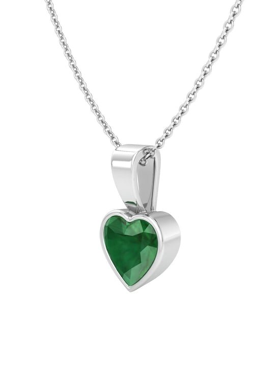 92.5 Sterling Silver Rhodium-Plated CZ heart shaped Pendant With Chain - Inddus Jewelry