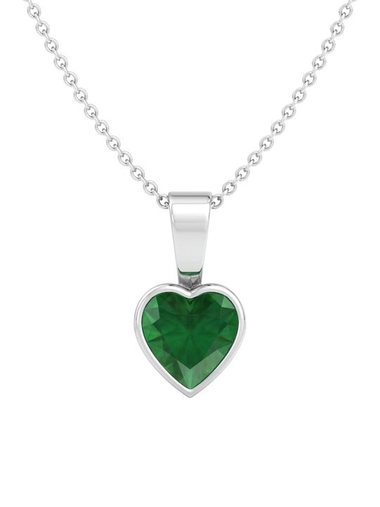 92.5 Sterling Silver Rhodium-Plated CZ heart shaped Pendant With Chain - Inddus Jewelry