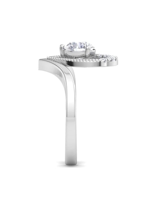 92.5 Sterling Silver Rhodium-Plated CZ Stone Studded Finger Ring - Inddus Jewelry