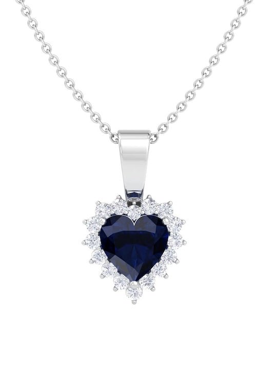 925 Sterling Silver Rhodium-Plated CZ Stone-Studded Pendant With Chain - Inddus Jewelry