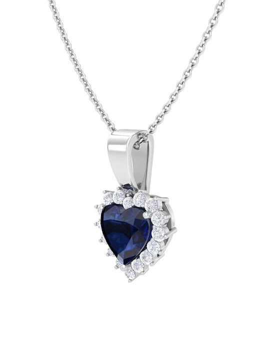 925 Sterling Silver Rhodium-Plated CZ Stone-Studded Pendant With Chain - Inddus Jewelry