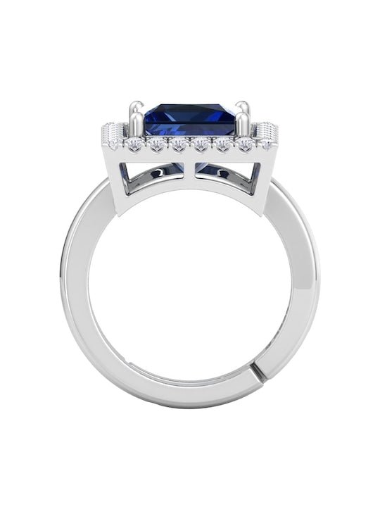 925 Sterling Silver Rhodium-Plated CZ Studded Adjustable Finger Ring - Inddus Jewelry