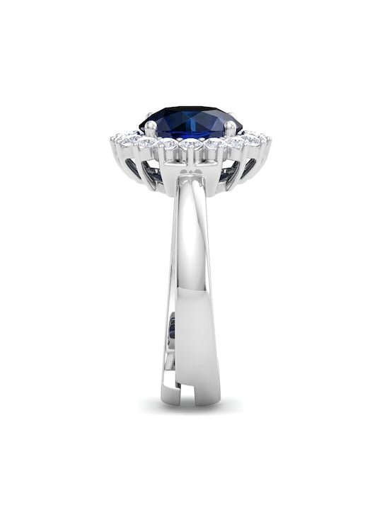 92.5 Sterling Silver Rhodium-Plated CZ-Studded Adjustable Finger Ring - Inddus Jewelry