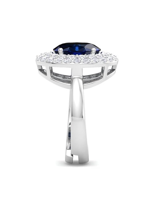 925 Sterling Silver Rhodium-Plated CZ Studded Adjustable Finger Ring - Inddus Jewelry