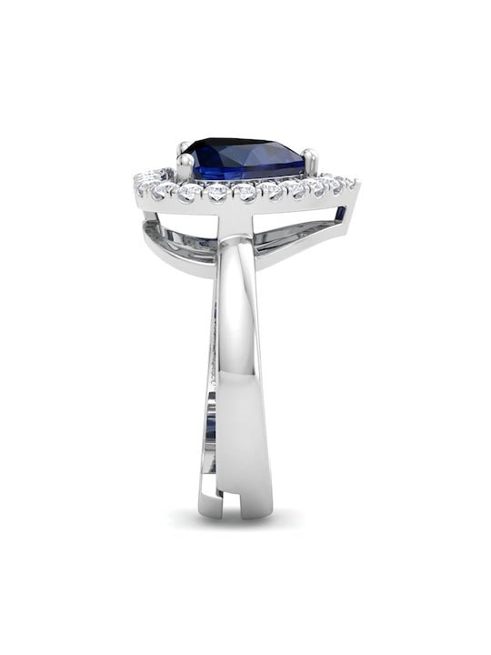 925 Sterling Silver Rhodium-Plated CZ Studded Adjustable Ring - Inddus Jewelry