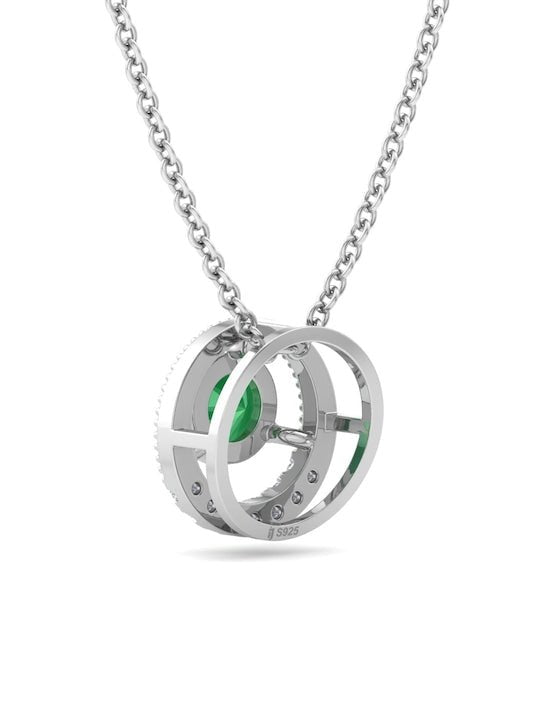 925 Sterling Silver Rhodium-Plated CZ Studded Circular Pendant With Chain - Inddus Jewelry