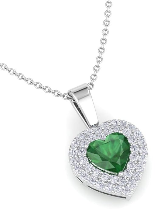 925 Sterling Silver Rhodium-Plated CZ Studded Heart Pendant With Chain - Inddus Jewelry