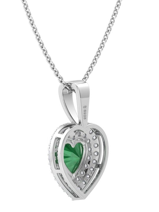 925 Sterling Silver Rhodium-Plated CZ Studded Heart Pendant With Chain - Inddus Jewelry